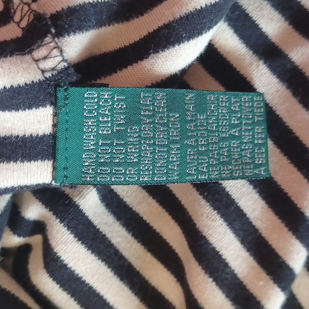 Lauren Ralph Lauren Striped Turtleneck, Embroidered Crest Size P/P Vintage - Picture 10 of 11